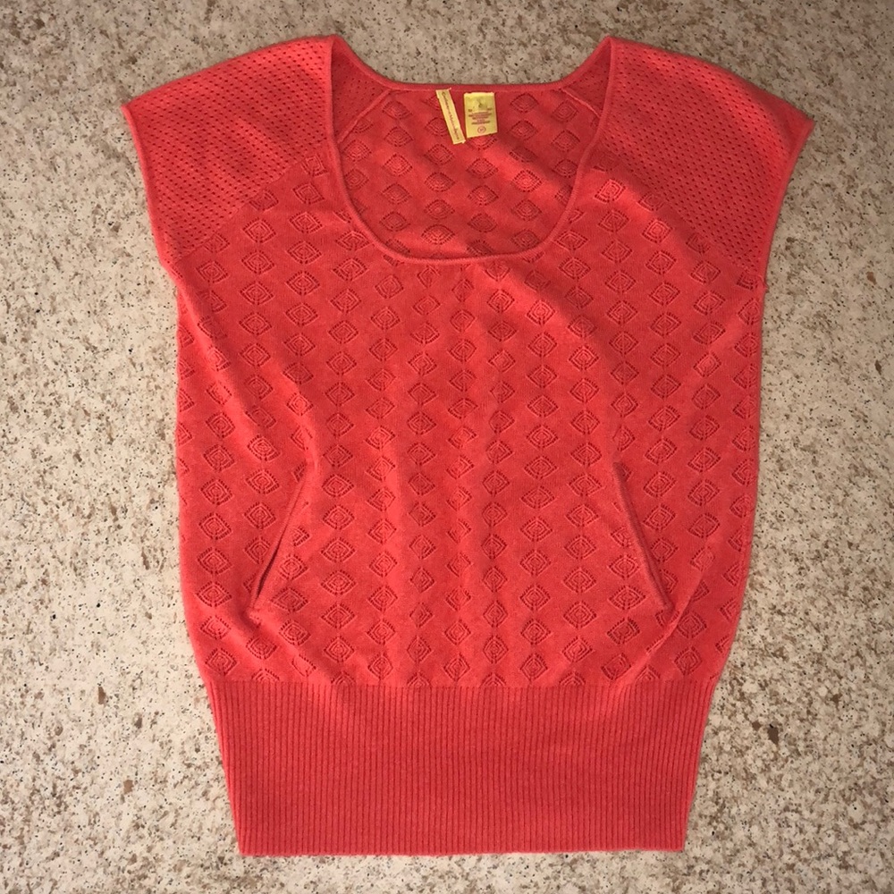 Catherine Malandrino orange cashmere Knit Short Sleeve Scoop Top